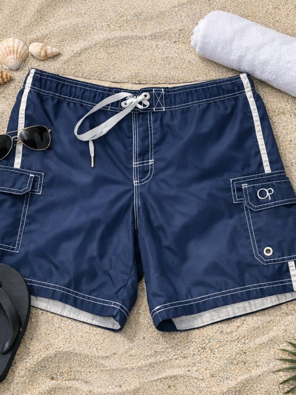 OP Dark Blue Cargo Swim Shorts Trunks  Beach XXL-XXXL
